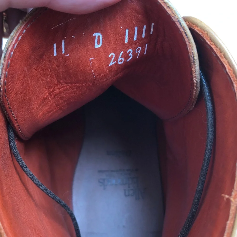 Allen Edmonds Tan Leather Wingtip Boots - Picture 5 of 6
